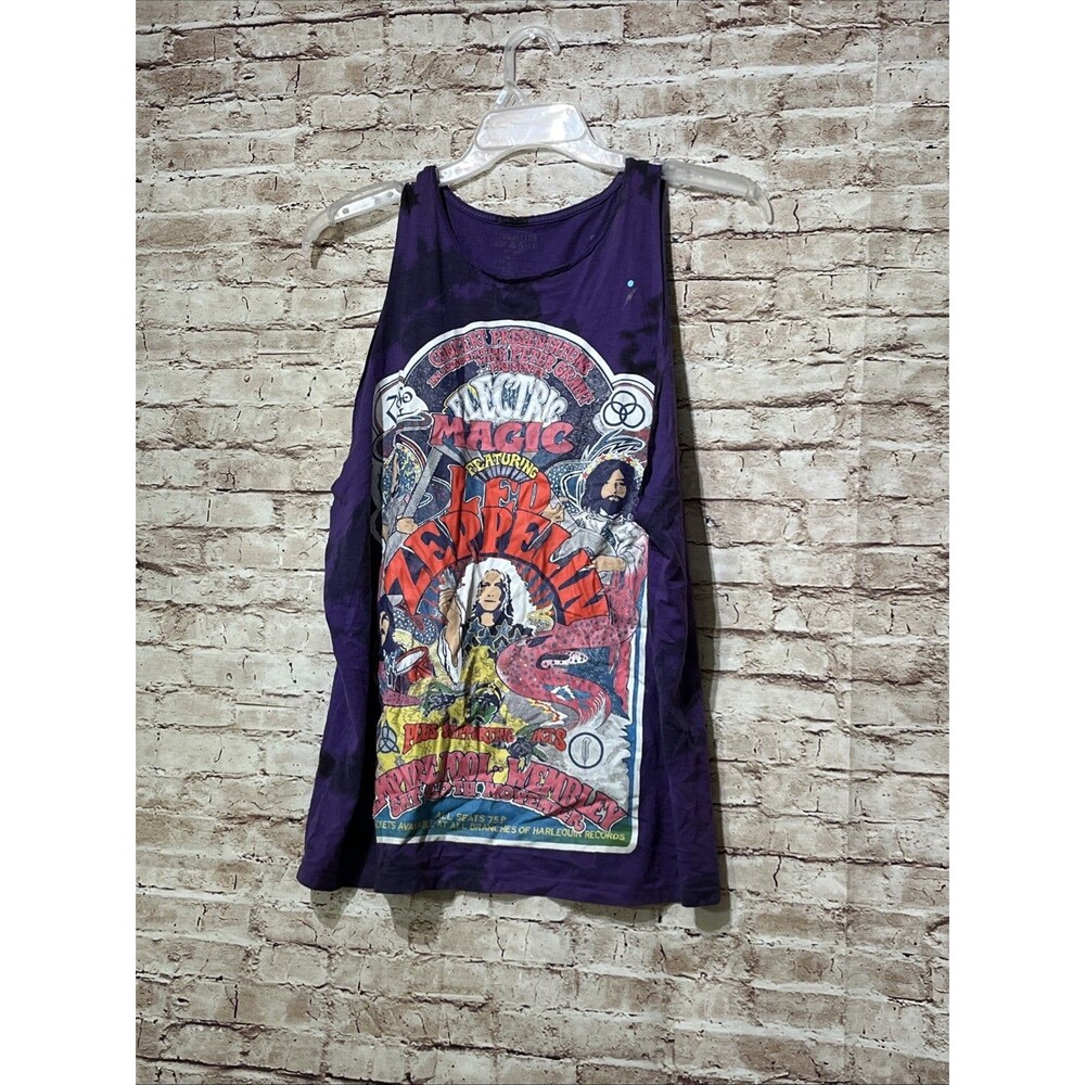 Led Zeppelin Men T-Shirt Sz Lg Purple Tie Dye Electric Magic Poster 71 Cropped